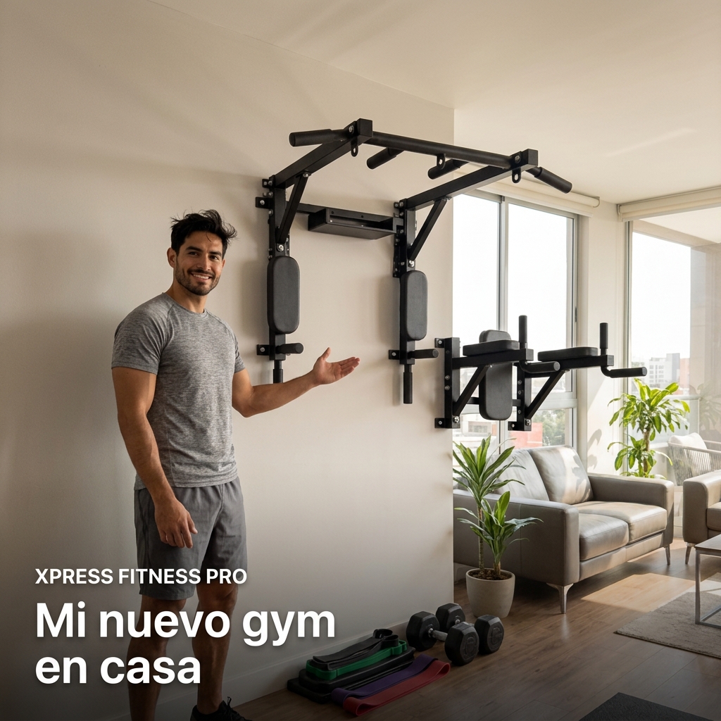 Xpress Fitness Pro Facebook ad: 6 EJERCICIOS. 1 SOLA BARRA.