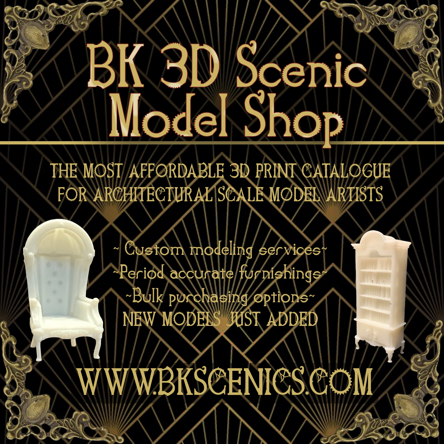 BK Scenic Model Shop Facebook ad: NEW MODELS! Most affordable 3D printing service for Model…