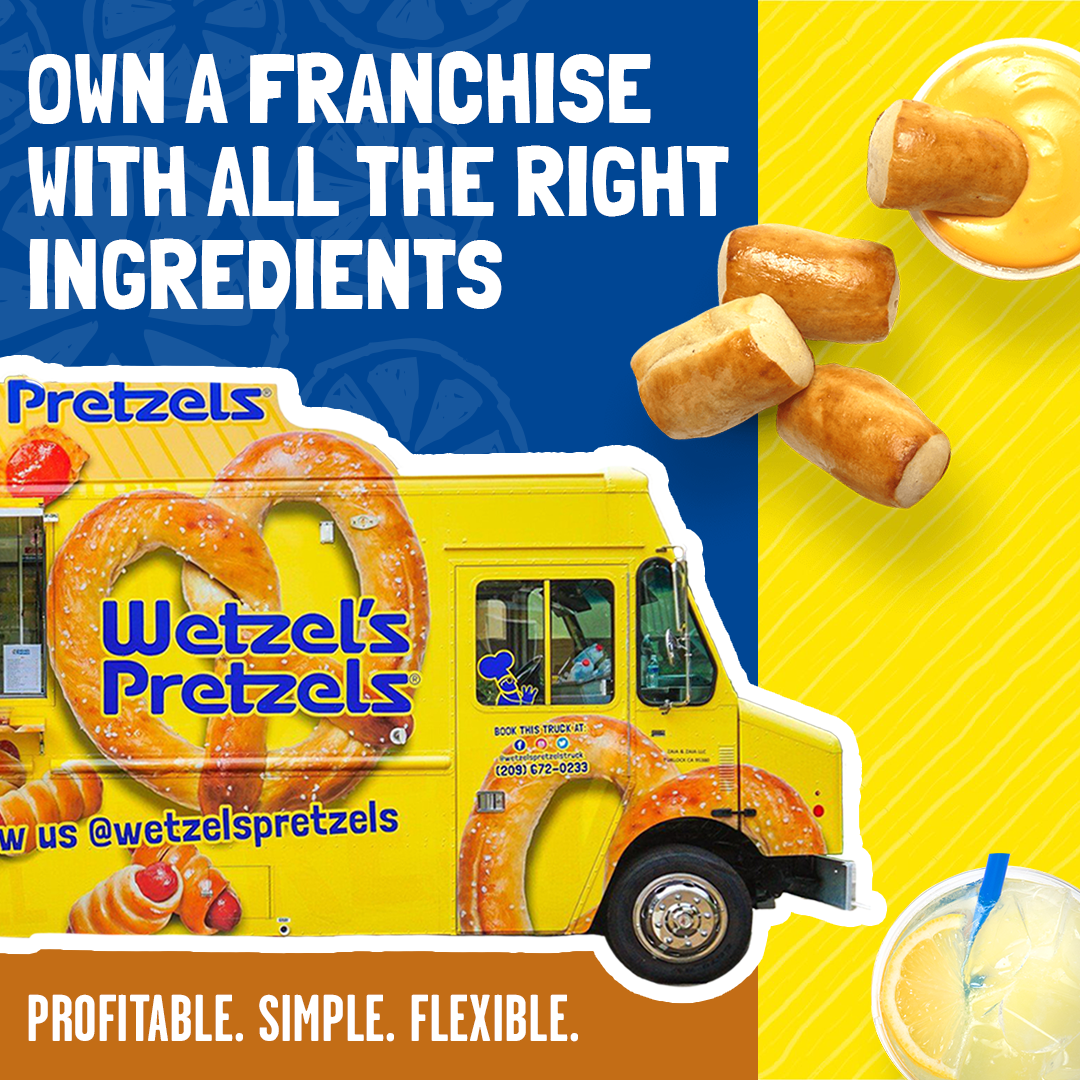 Wetzel's Pretzels Facebook ad: Lower Entry Costs with a Wetzel's Food Truck!