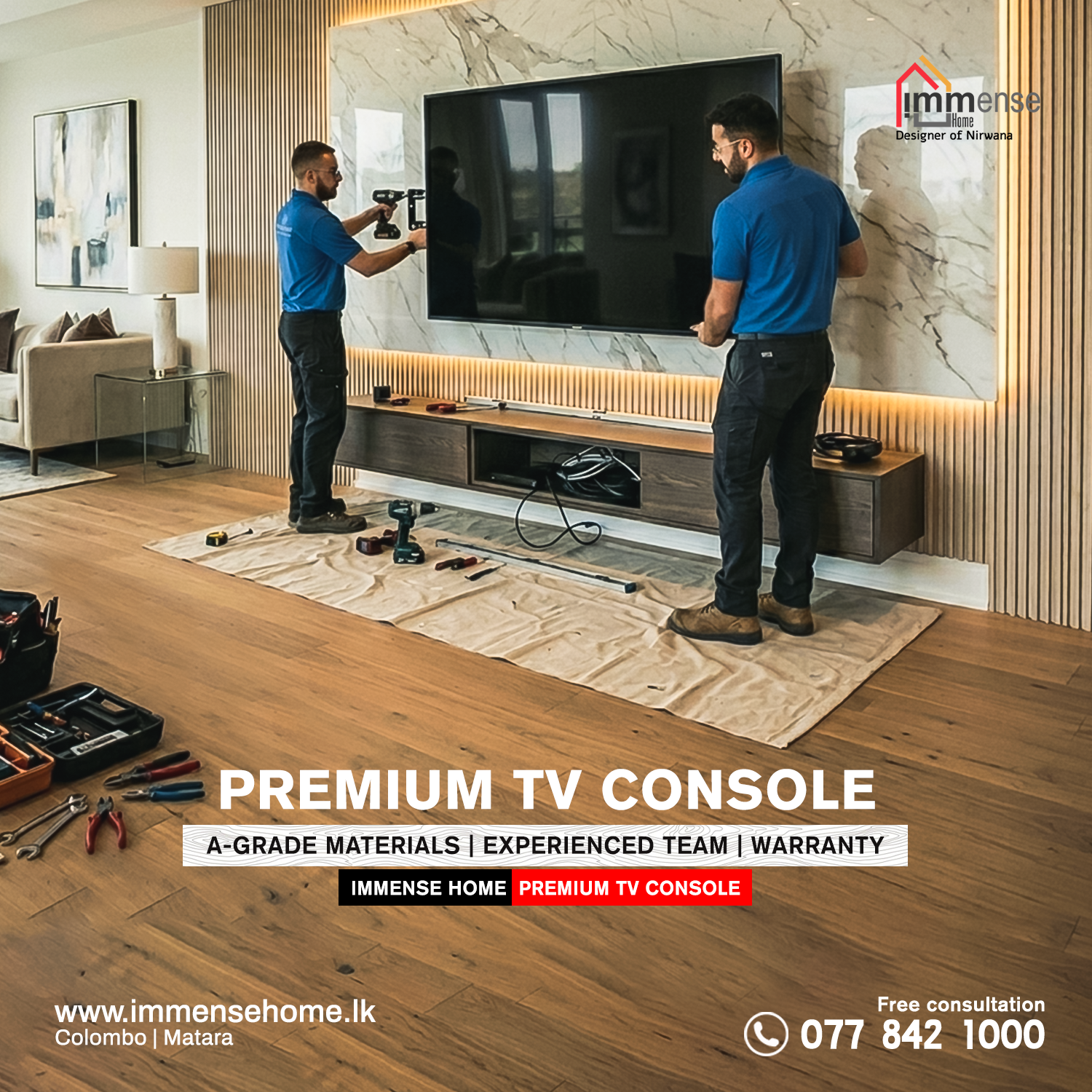 Immense Home Facebook ad: Premium TV Consoles
