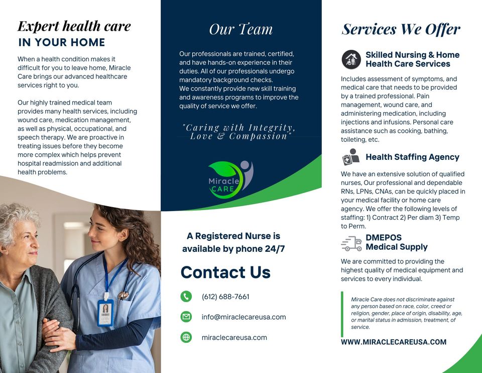 Miracle Care Facebook ad: Home Health Care agency, Health Staffing and Medical…