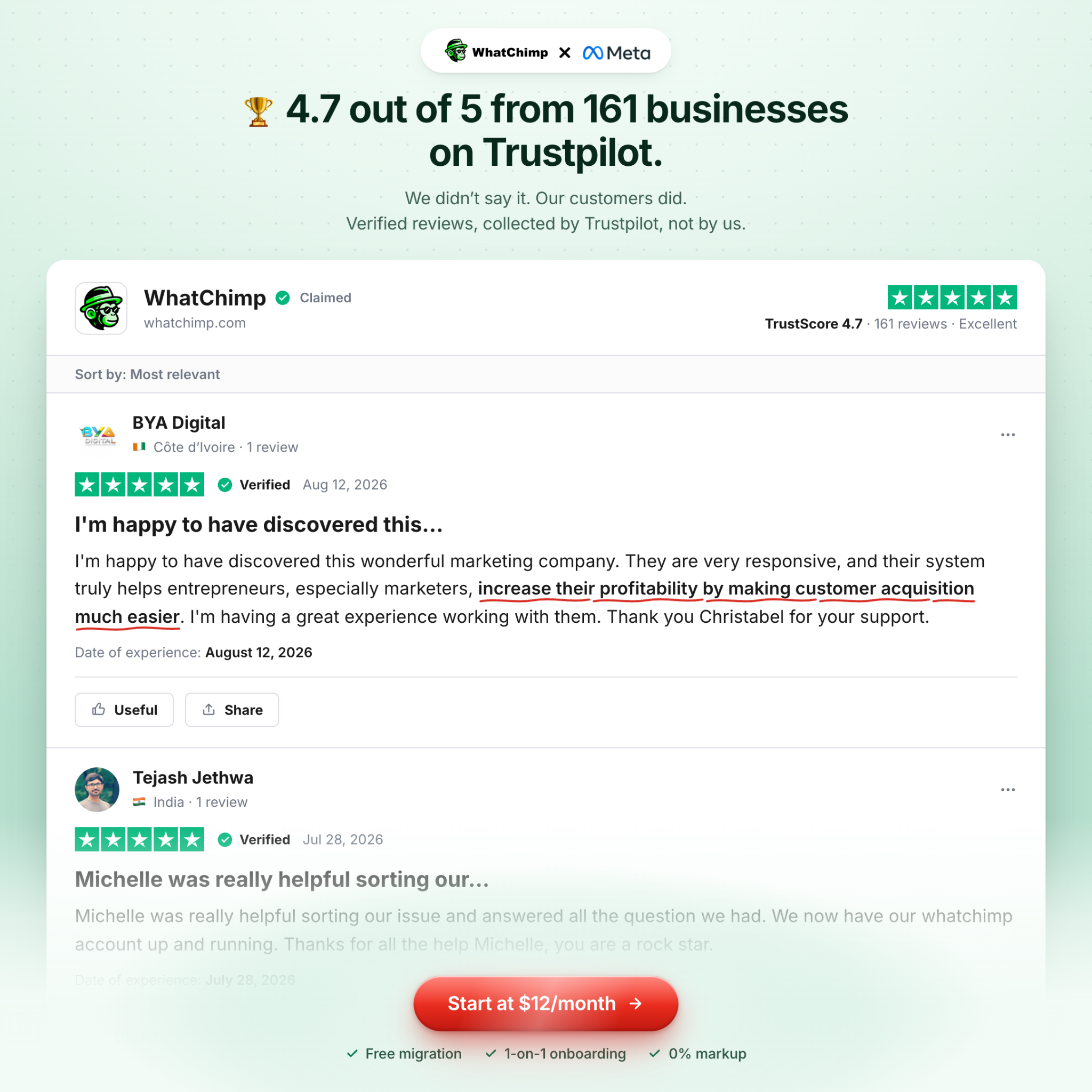 WhatChimp Facebook ad from Sep 28, 2026