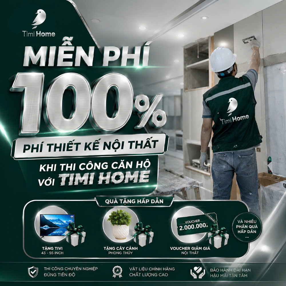 Timi Home - Thiết Kế Thi Công Nội Thất Facebook ad: MIỄN PHÍ 100% PHÍ THIẾT KẾ NỘI THẤT…