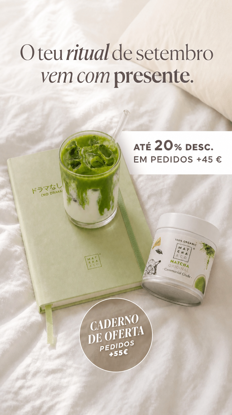 Matcha & CO Facebook ad: ATÉ -20% DE DESCONTO + NOTEBOOK GRÁTIS*