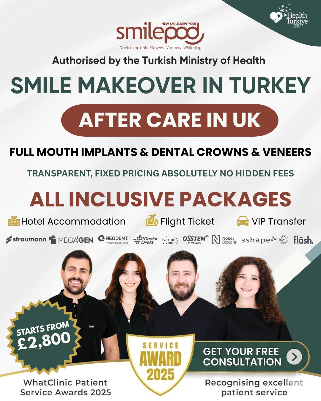 Smilepod Dental Clinic Turkey Facebook ad: Stop worrying about hidden costs.