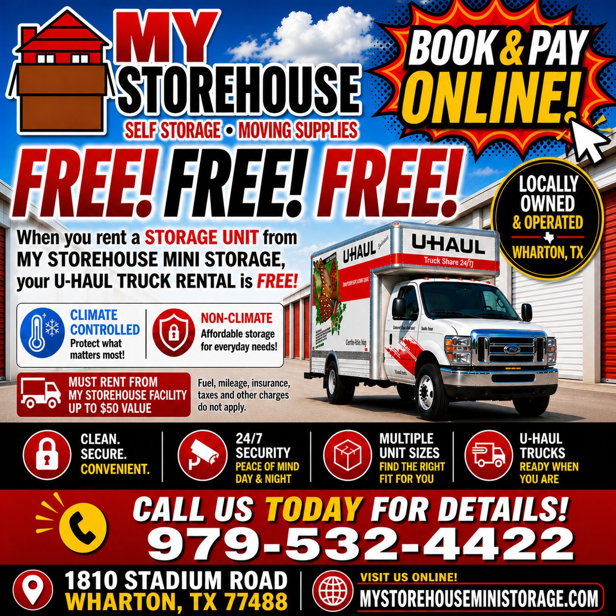 My Storehouse Mini Storage Facebook ad: FREE TRUCK RENTAL?!