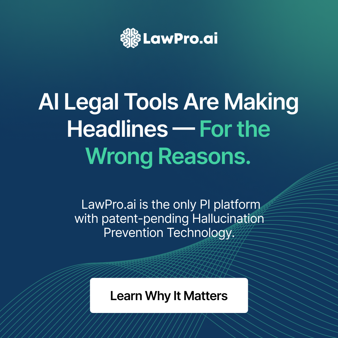 LawPro.ai Facebook ad: AI for PI Lawyers - Without Hallucinations