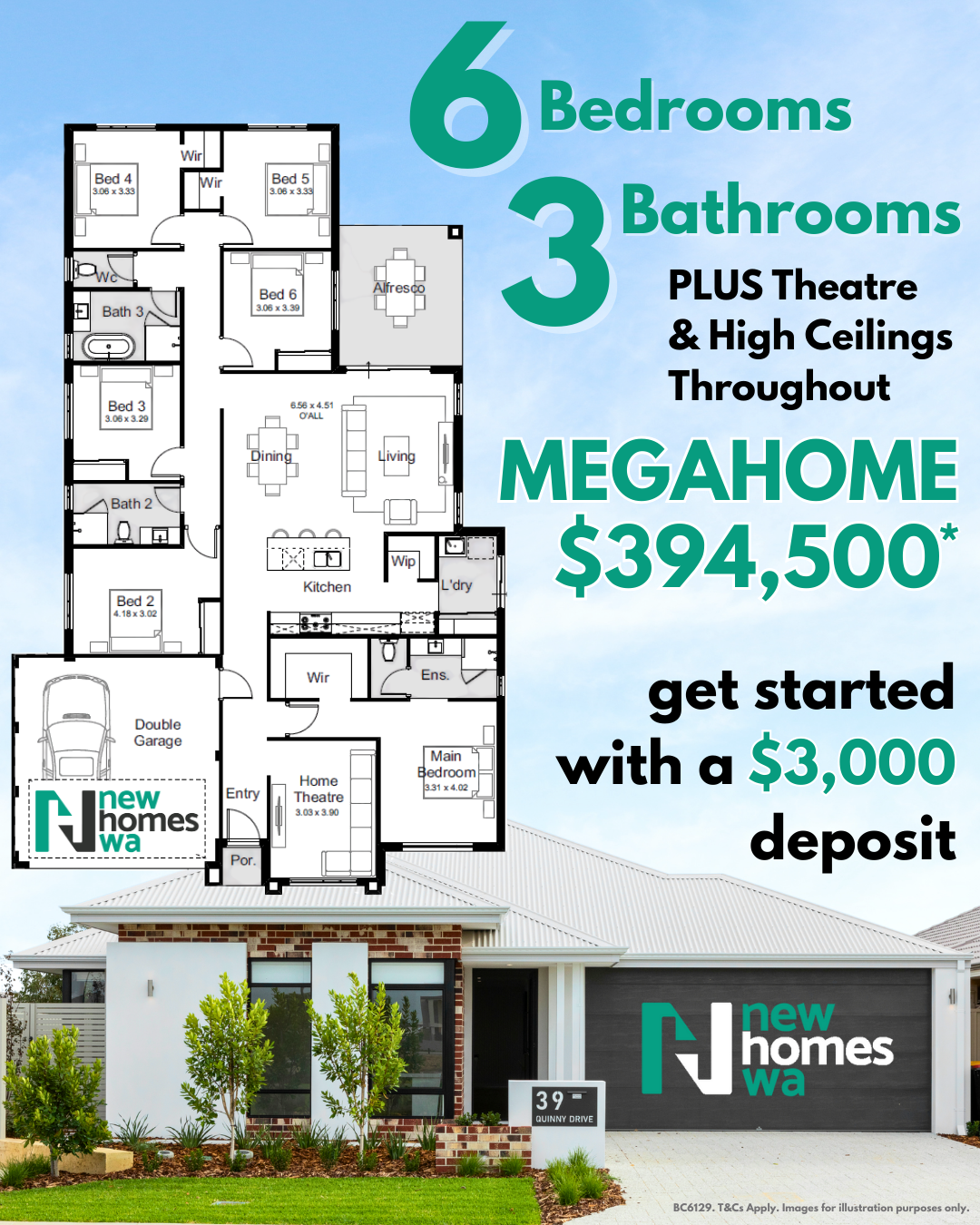 New Homes WA Facebook ad: Perth's Best Megahome Is Now Bigger, Better & Just $394k!