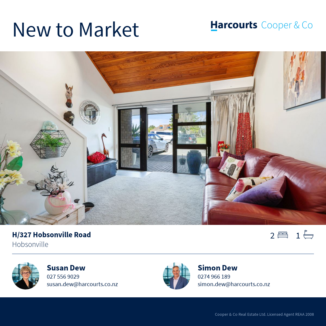 Simon and Susan Dew Facebook ad: H/327 Hobsonville Road, Hobsonville