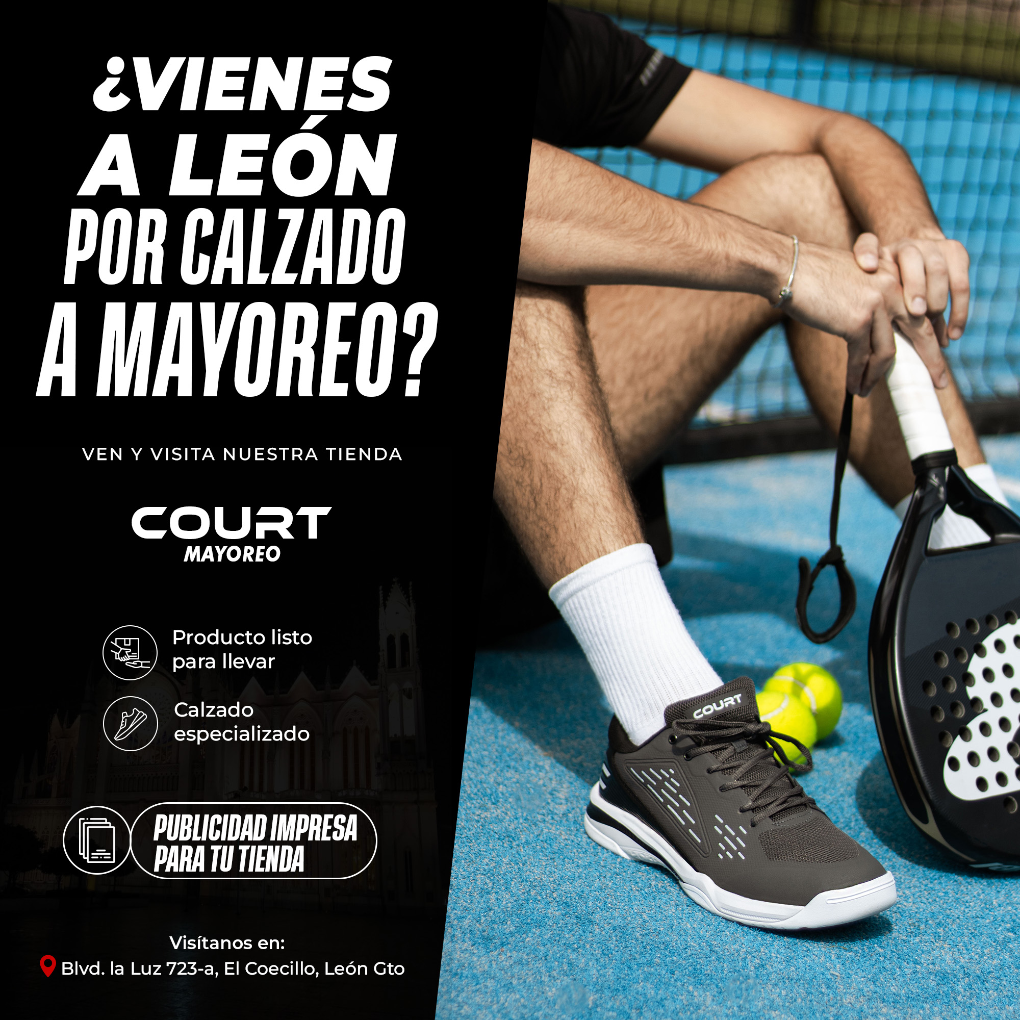 COURT Facebook ad: ¿Buscas calzado para tu negocio?