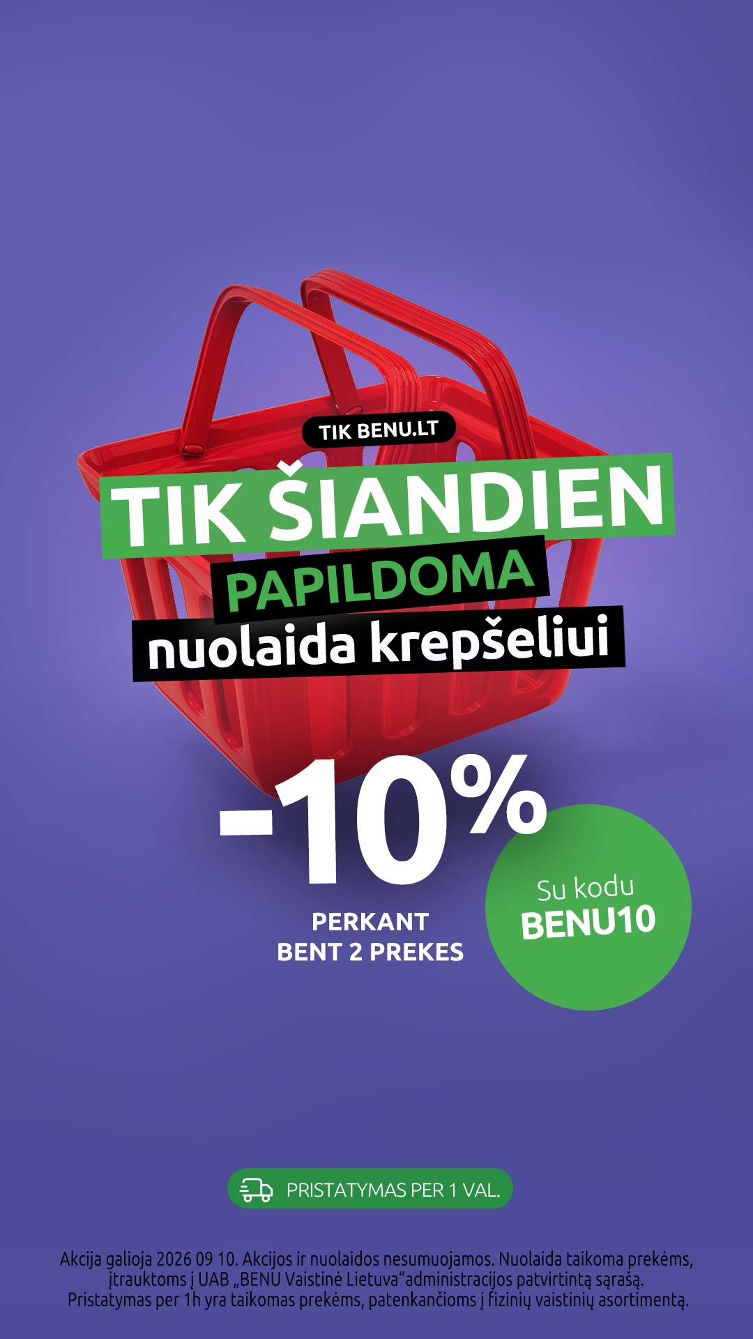 BENU Vaistinė Facebook ad: Apsipirk benu.lt