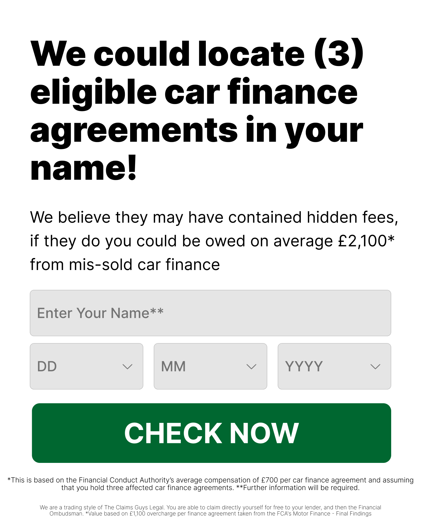 Car Loan Claims Facebook ad from Jan 14, 2026