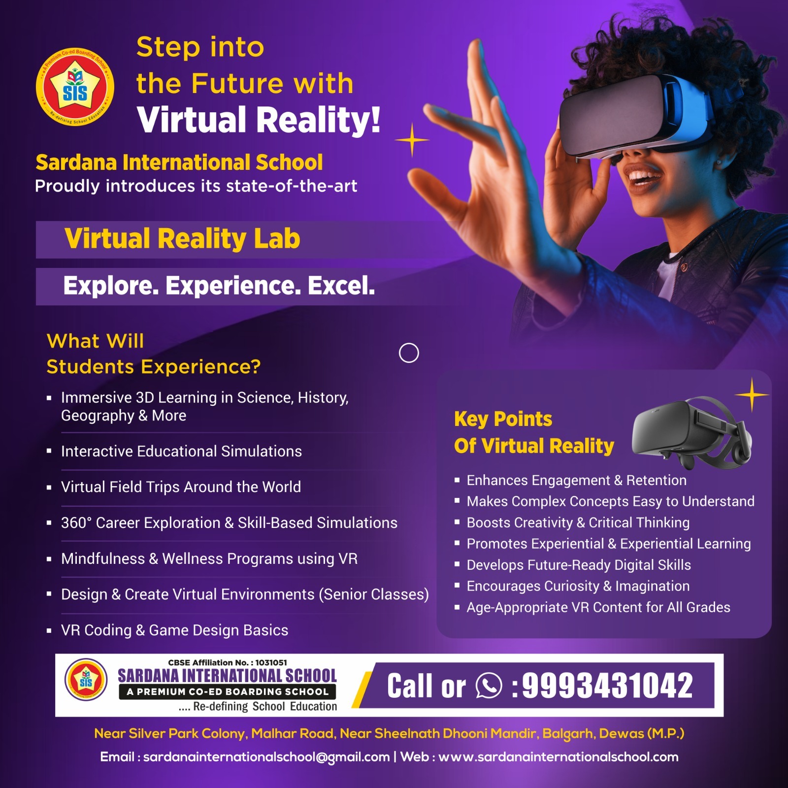 Sardana International School Facebook ad: Experience Future Learning with VR Lab