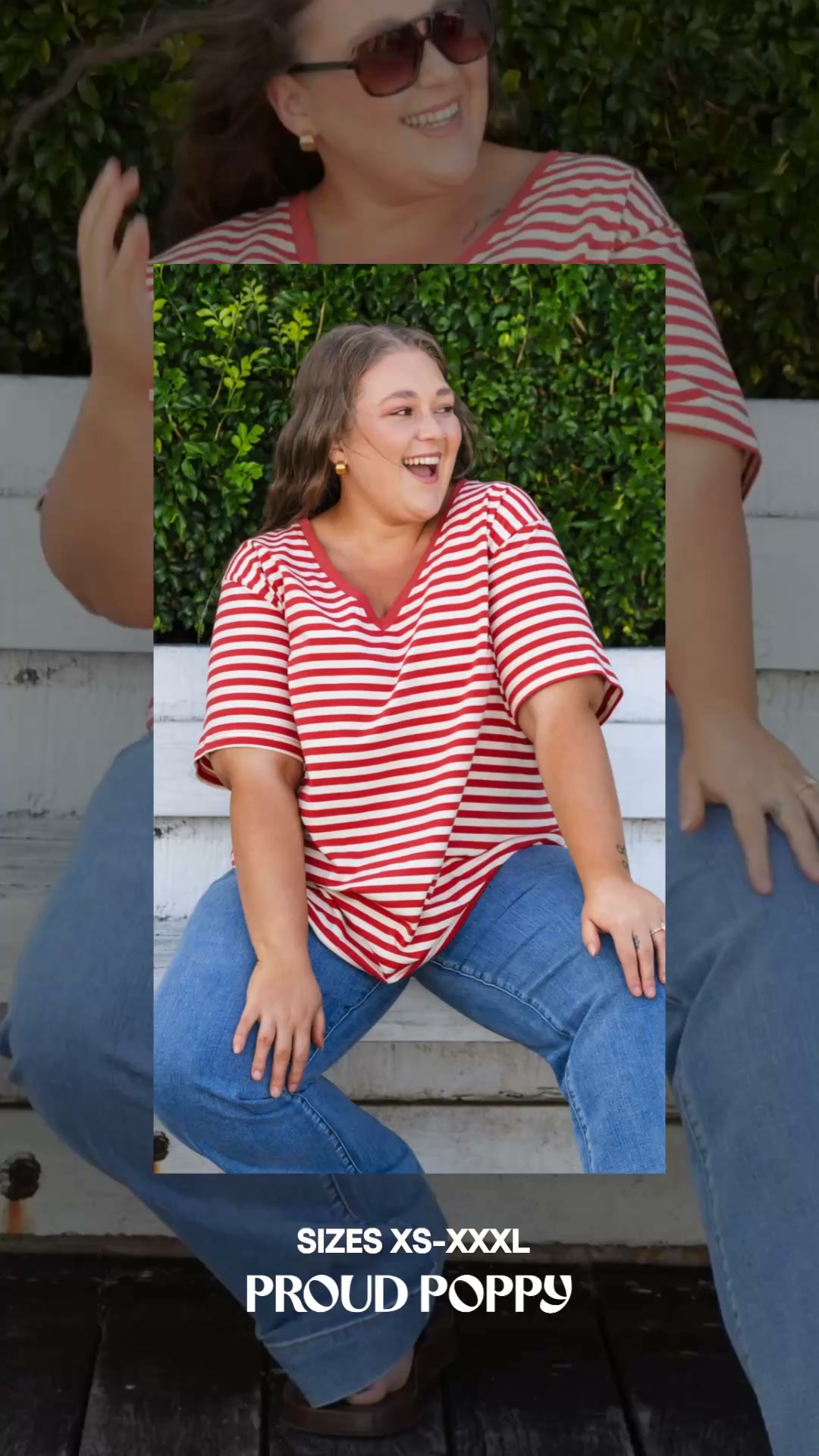 Proud Poppy Clothing Facebook ad: Meet The Striped V-Neck Tees