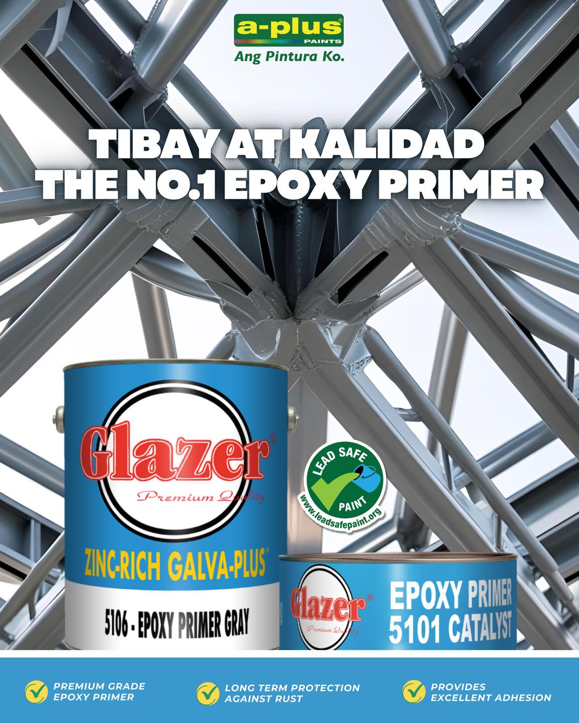 A-Plus Paints Philippines Facebook ad: Walang surprise kalawang kung naka-GLAZER ZINC-RICH…