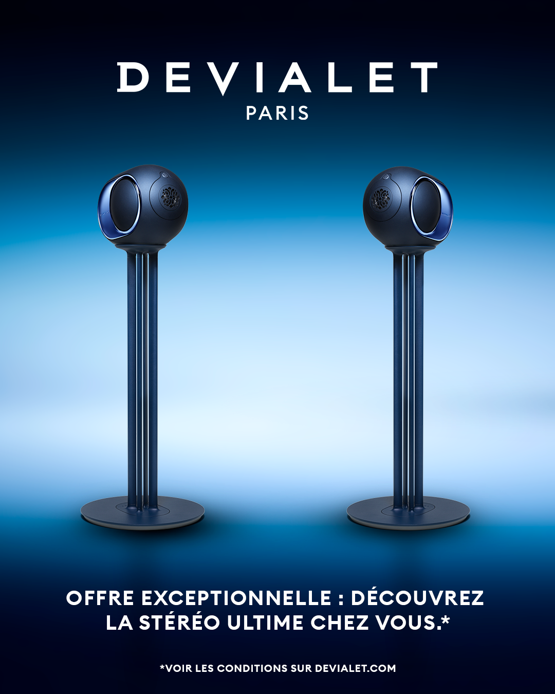 Devialet Facebook ad: L’expérience stéréo. Tarif exceptionnel.