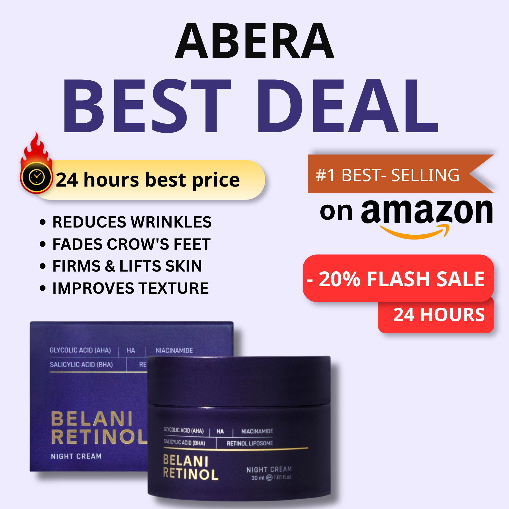 Belani Retinol Cream Facebook ad: Buy now! Free shipping & 30-days Risk-free