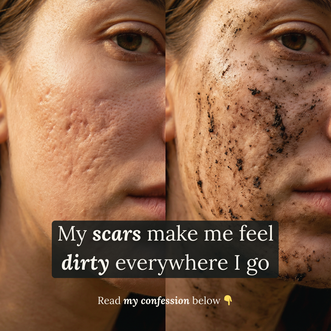 Autumn Rose Facebook ad: My Acne Scars Made Me Feel Dirty Everytime
