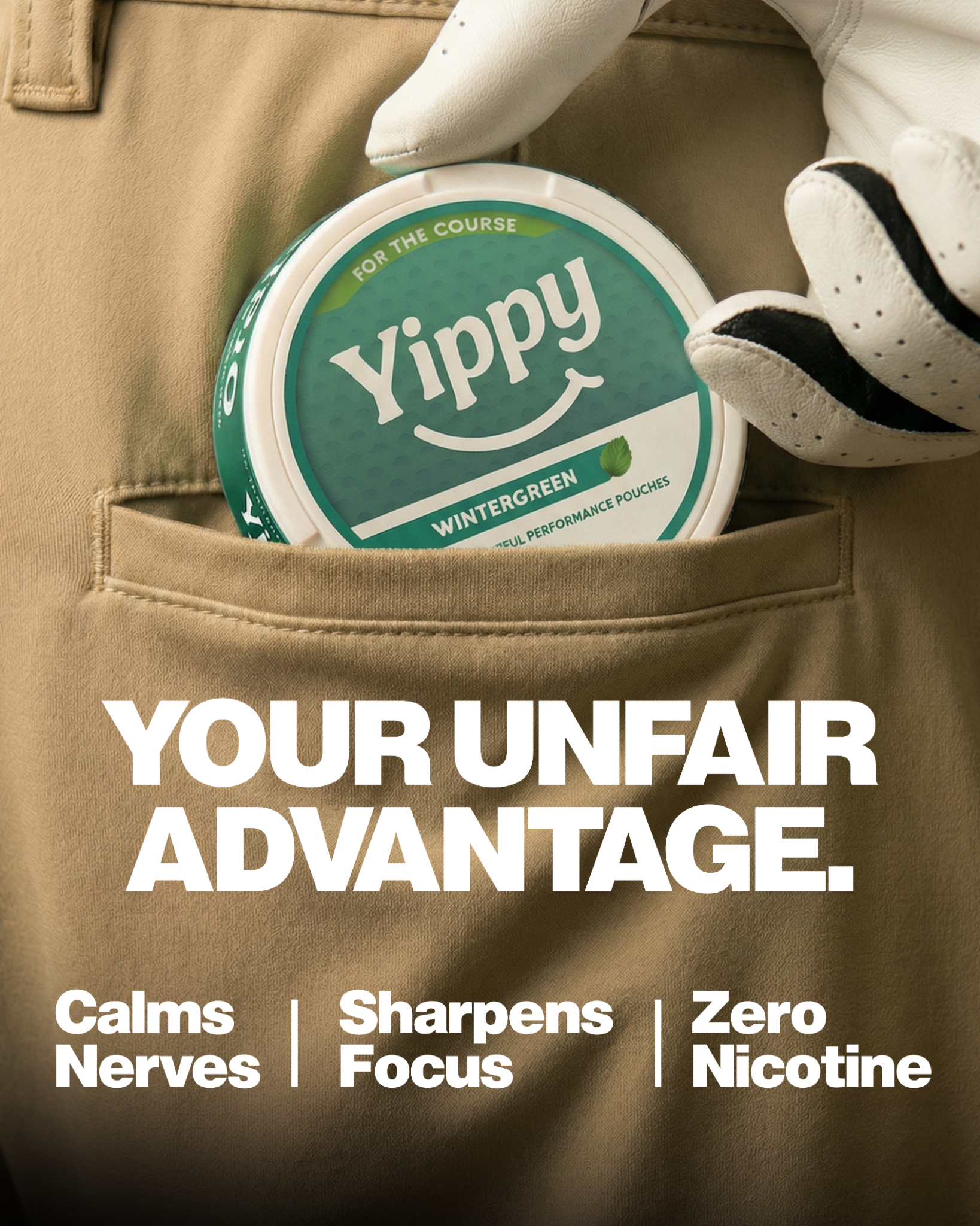 Yippy Facebook ad: Golf focus pouches. 10% off today
