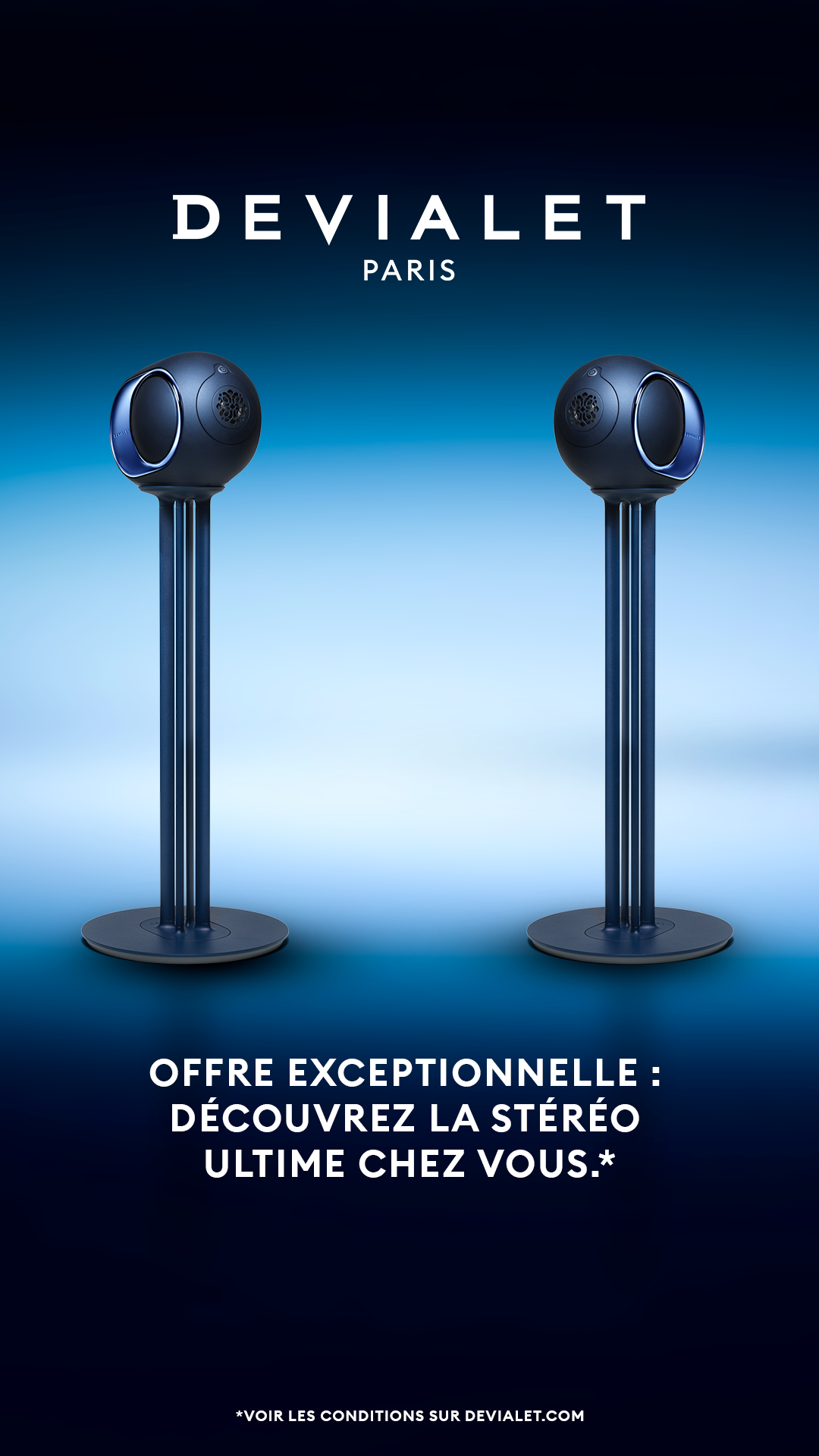 Devialet Facebook ad: L’expérience stéréo. Tarif exceptionnel.
