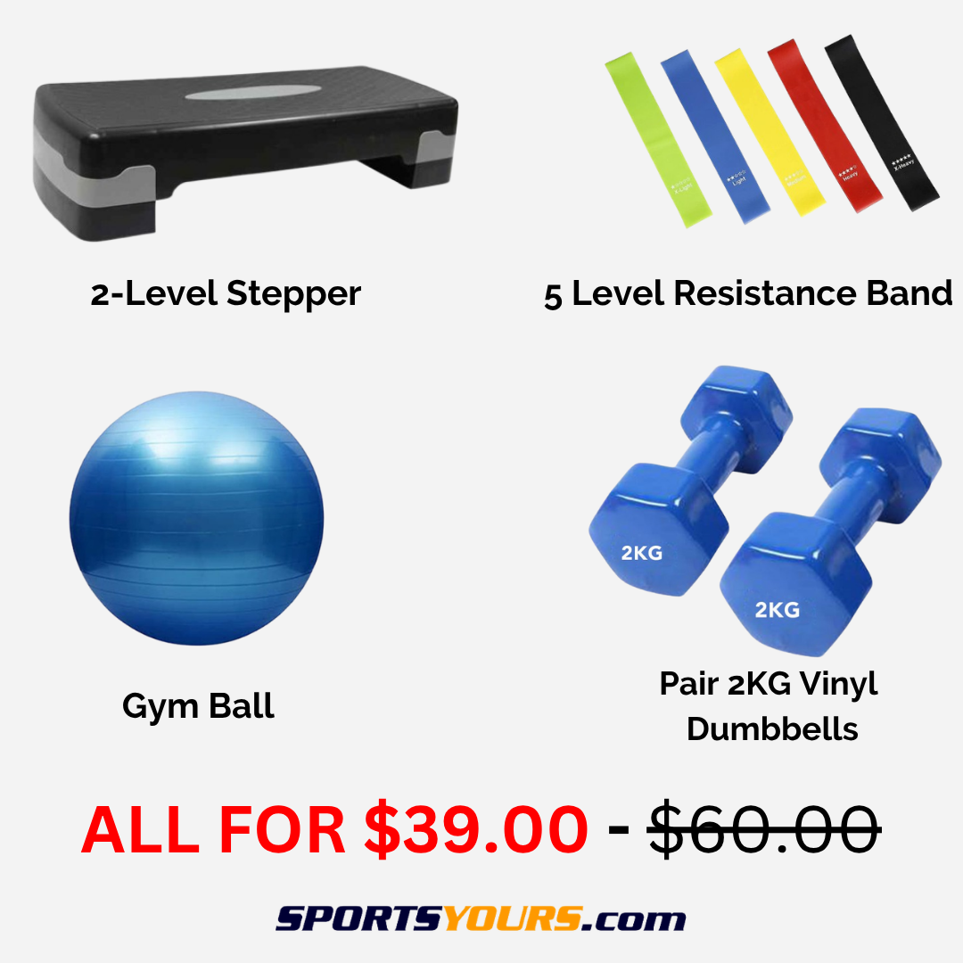 SportsYours.com Facebook ad: Power Step Bundle ( Stepper + Dumbbells + 5 Level…