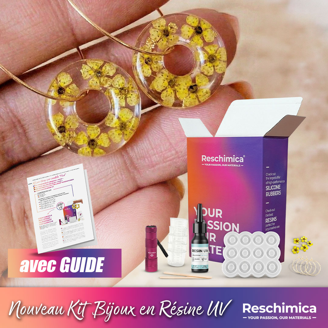 Reschimica Facebook ad: Kit de bijoux en résine UV avec moule