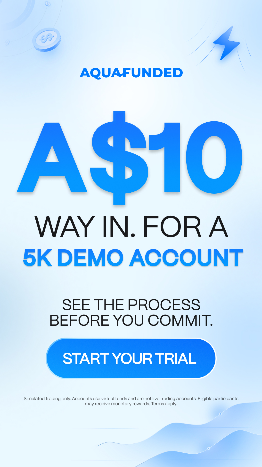 The Aqua Funded Facebook ad: Start With A $5K Demo Account For $10