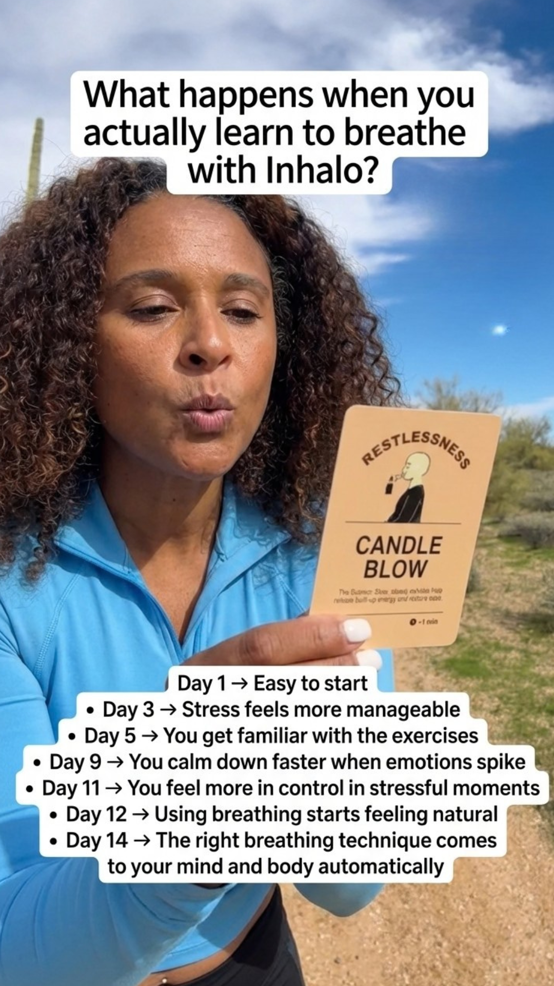 Inhalo Facebook ad: Find Calm in 1-3 Minutes With Your Breathwork Pocket Cards