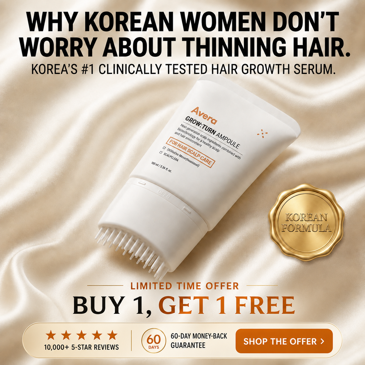 Avera Facebook ad: Korea's #1 Hair Growth Serum