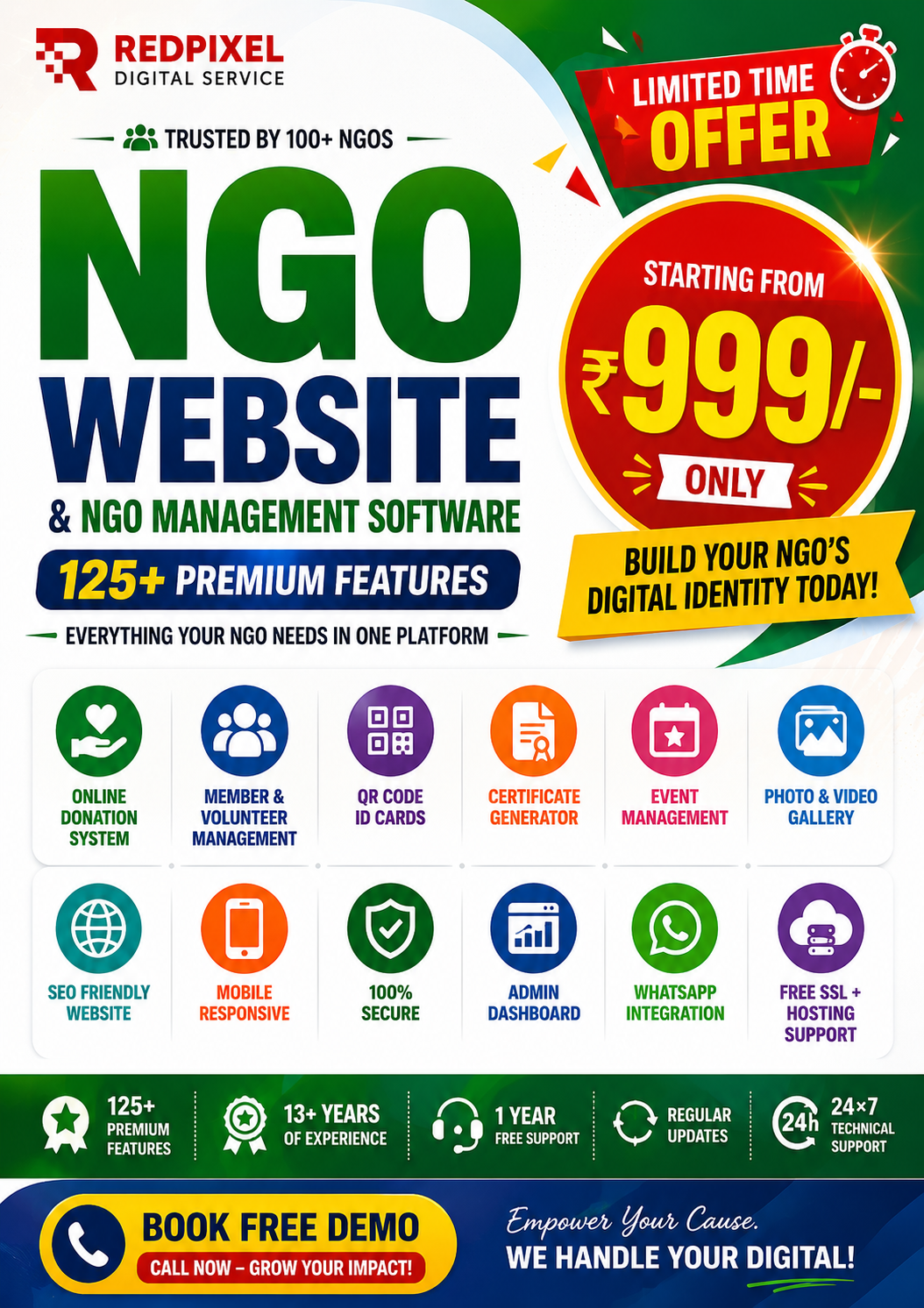 Red Pixel Digital Service Facebook ad: NGO Website Starting @ ₹999
