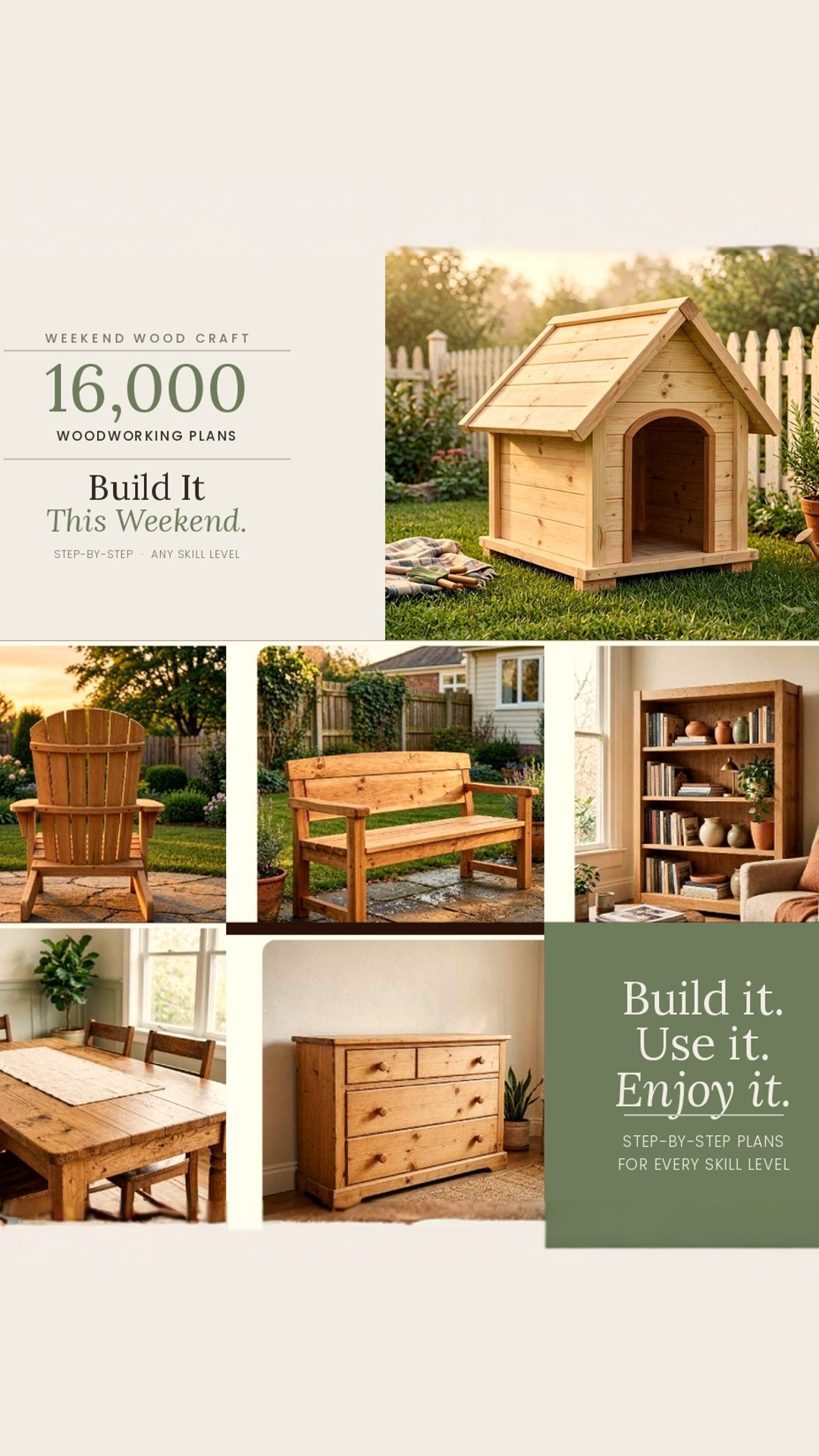 Weekend Wood Craft Facebook ad: Get 5 Free Woodworking Plans