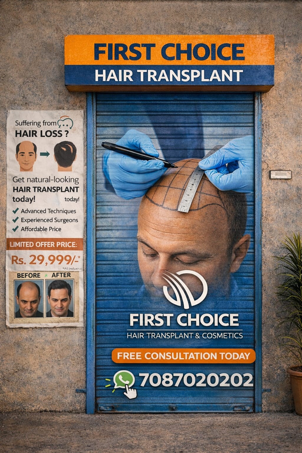 First Choice Hair Transplant & Cosmetics Facebook ad from Mar 26, 2026