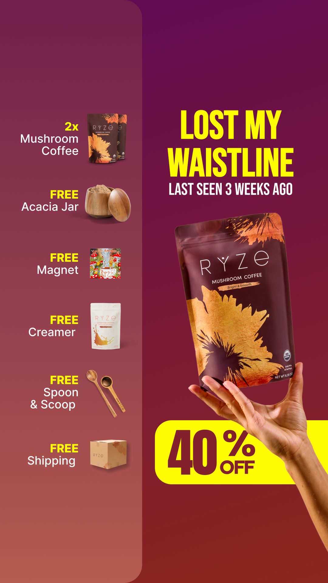 RYZE Superfoods Facebook ad
