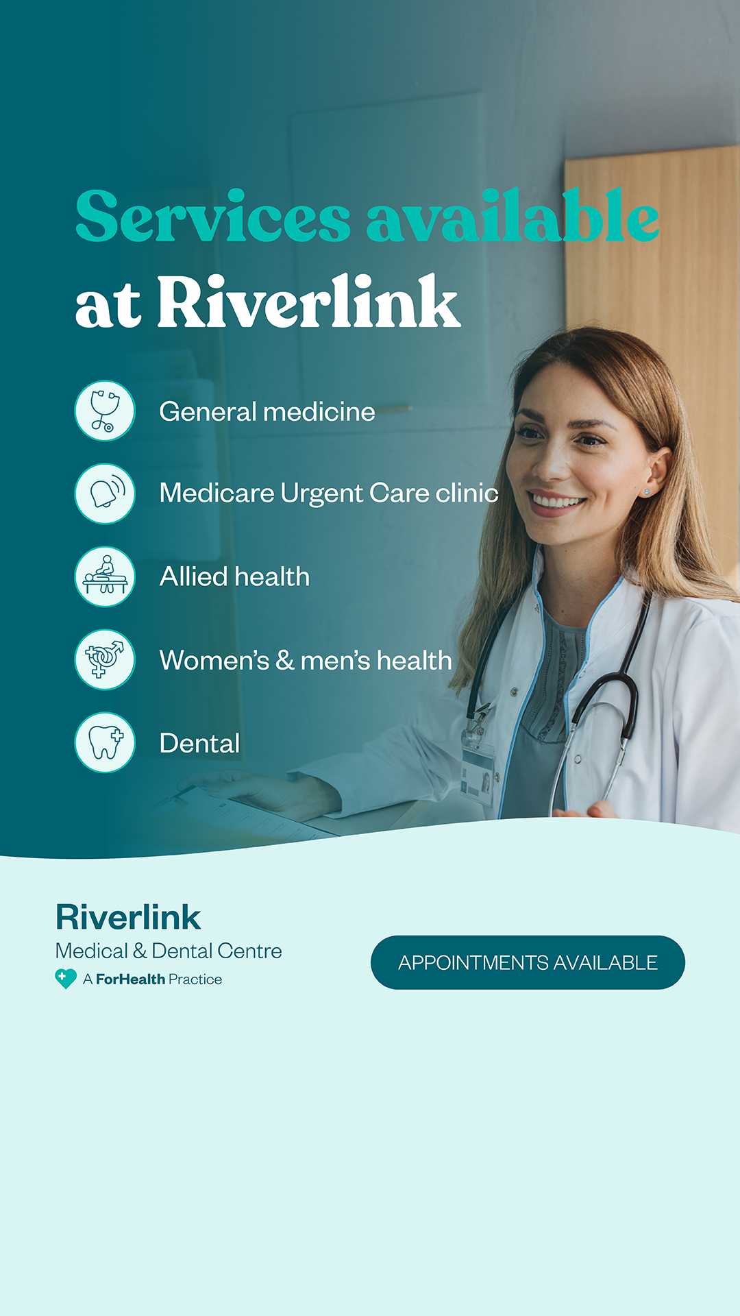 Riverlink Medical & Dental Centre Facebook ad: Book Your Flu shot now