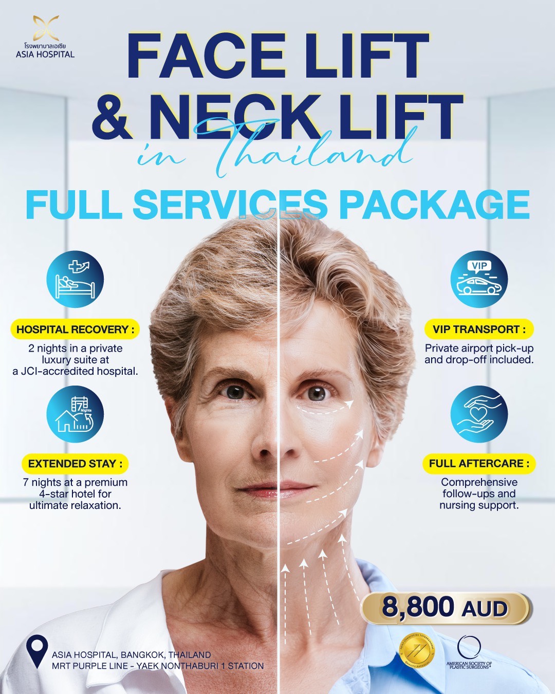 Asia Cosmetic Hospital Bangkok Thailand Facebook ad: Turn Back Time with Confidence at Asia Hospital