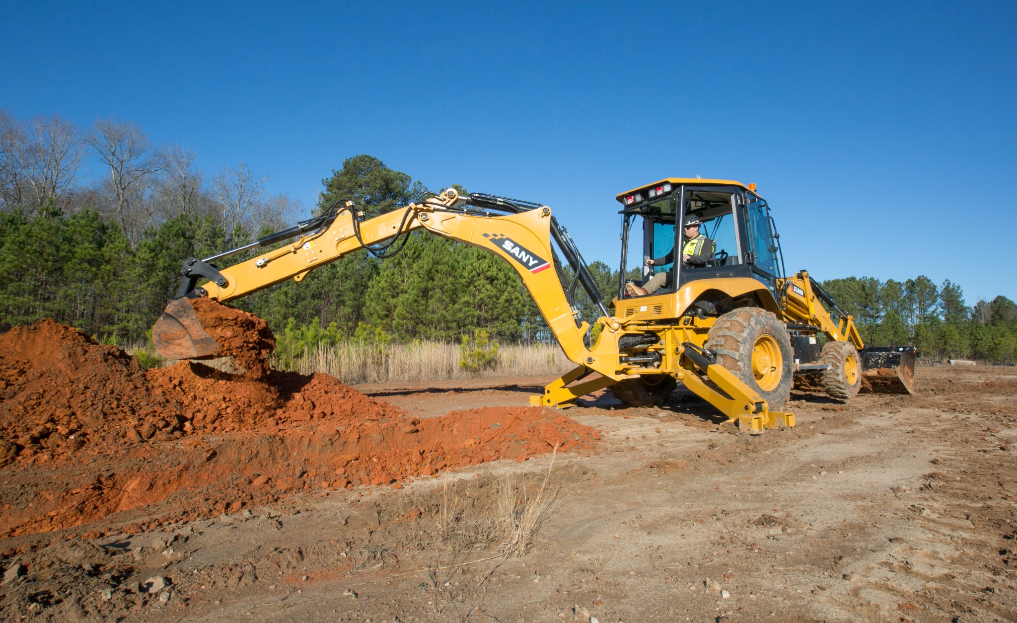 EquipmentShare - SANY Facebook ad: Clear it, dig it, move it.