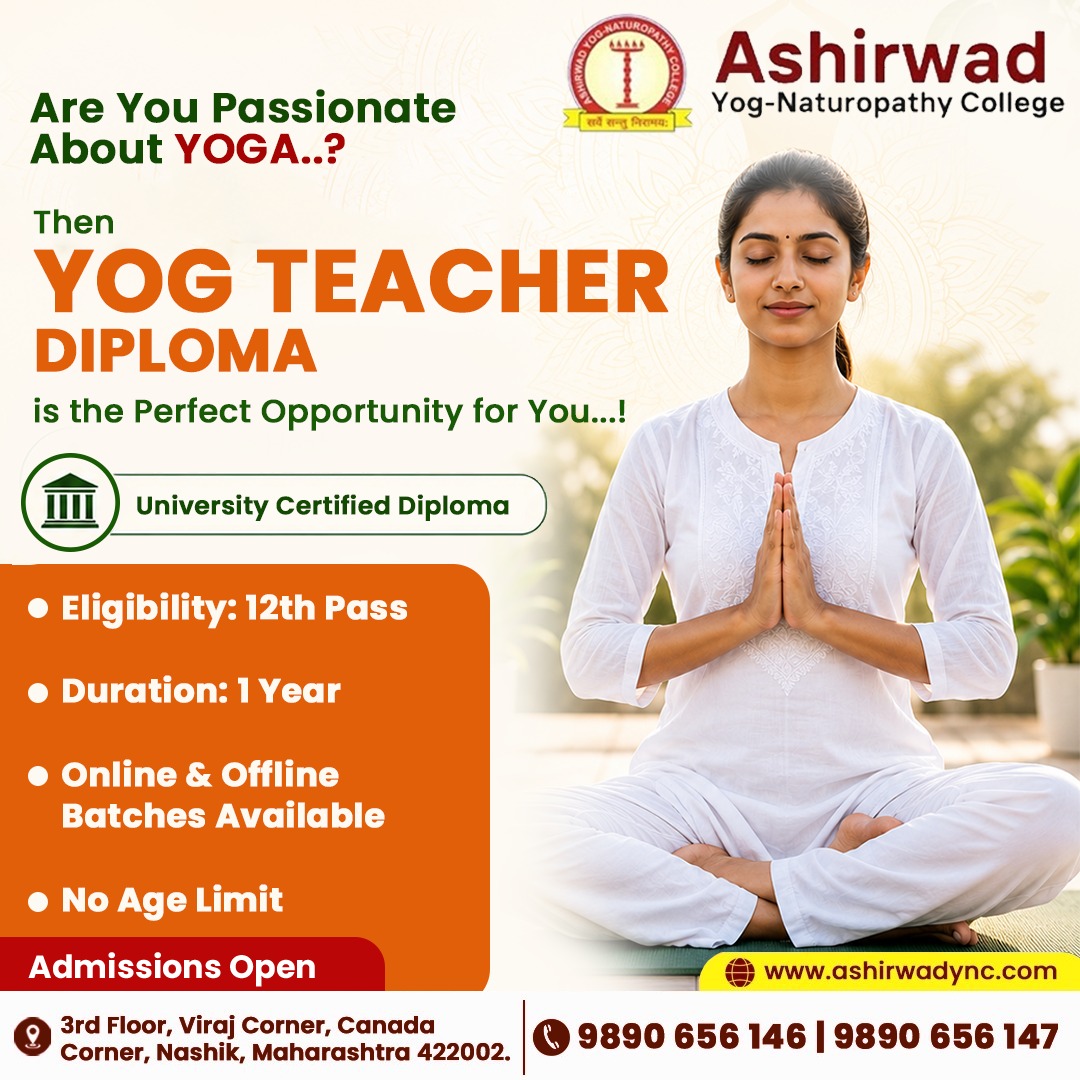 Ashirwad Yog Naturopathy College Facebook ad: Admissions Open for Yog Teacher Diploma