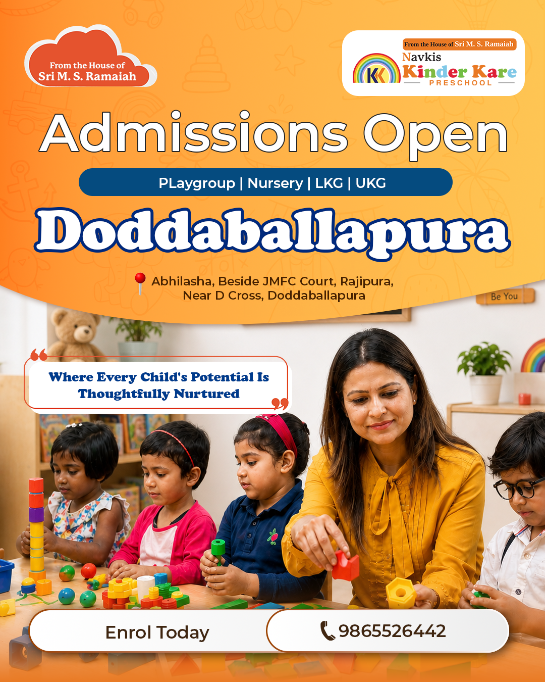 Navkis Kinder Kare Facebook ad: Admissions Open 2026-27 - Enroll Today