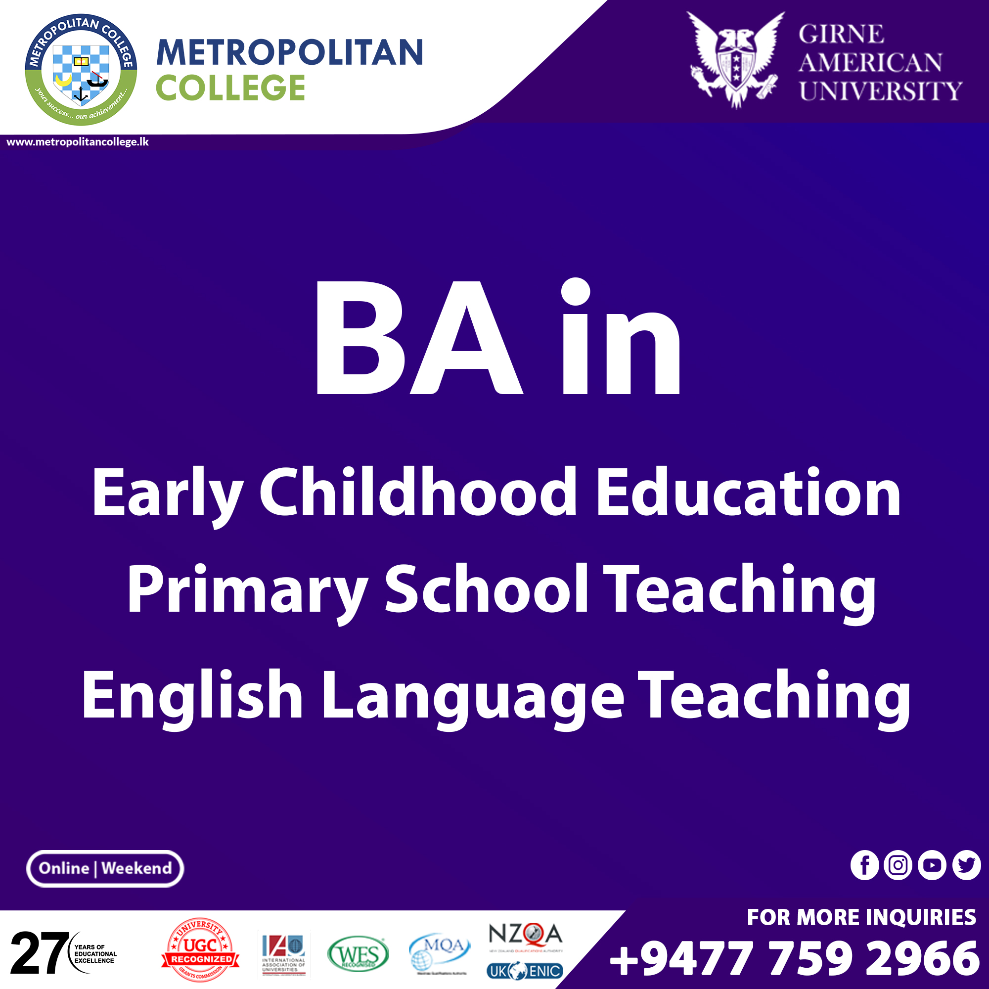 Metropolitan College Facebook ad: Learn about the global language and the skills…