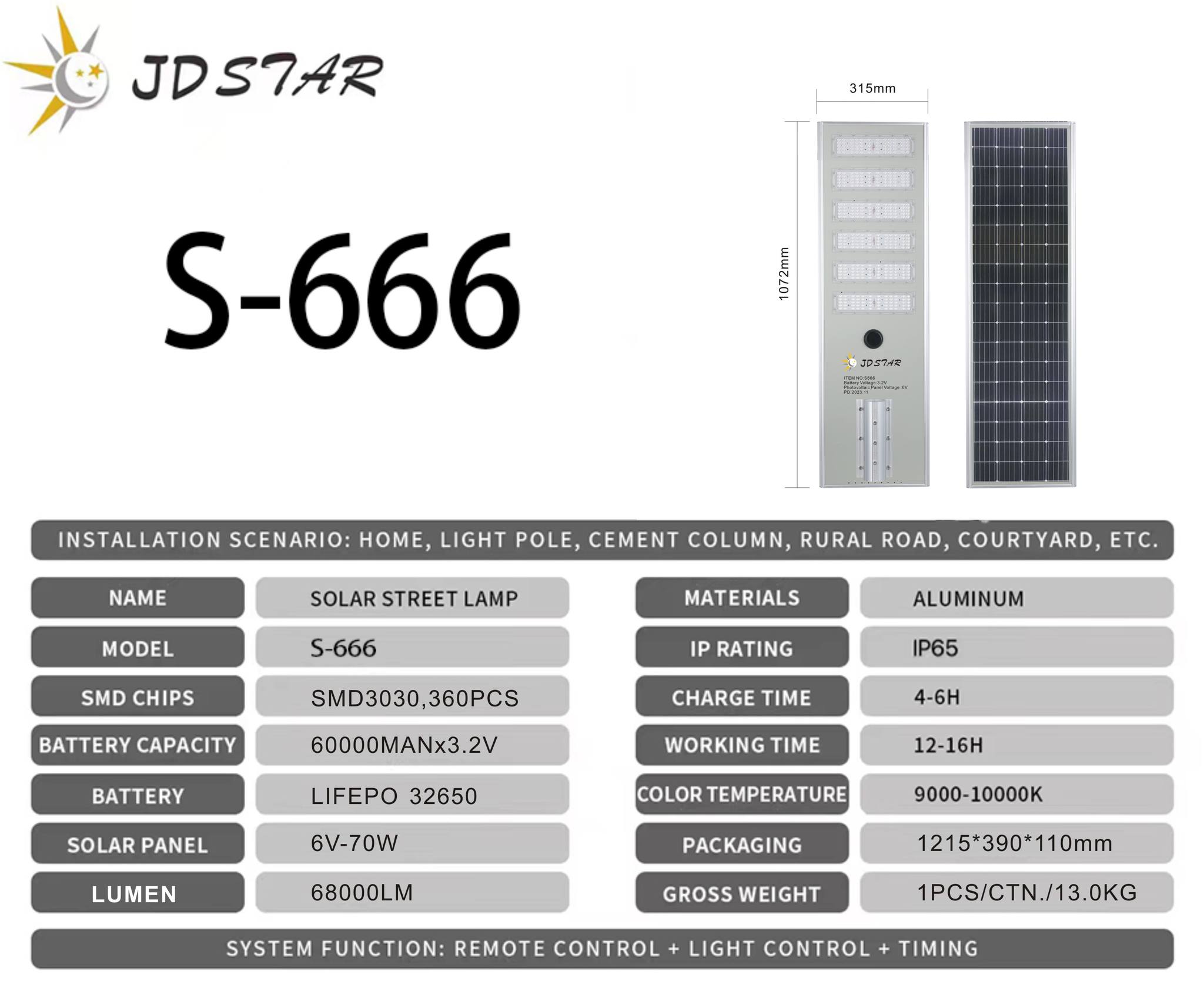 Jdstar SOLAR TECH CORP. Facebook ad: JDSTAR S666 600W SOLAR STREET LIGHT