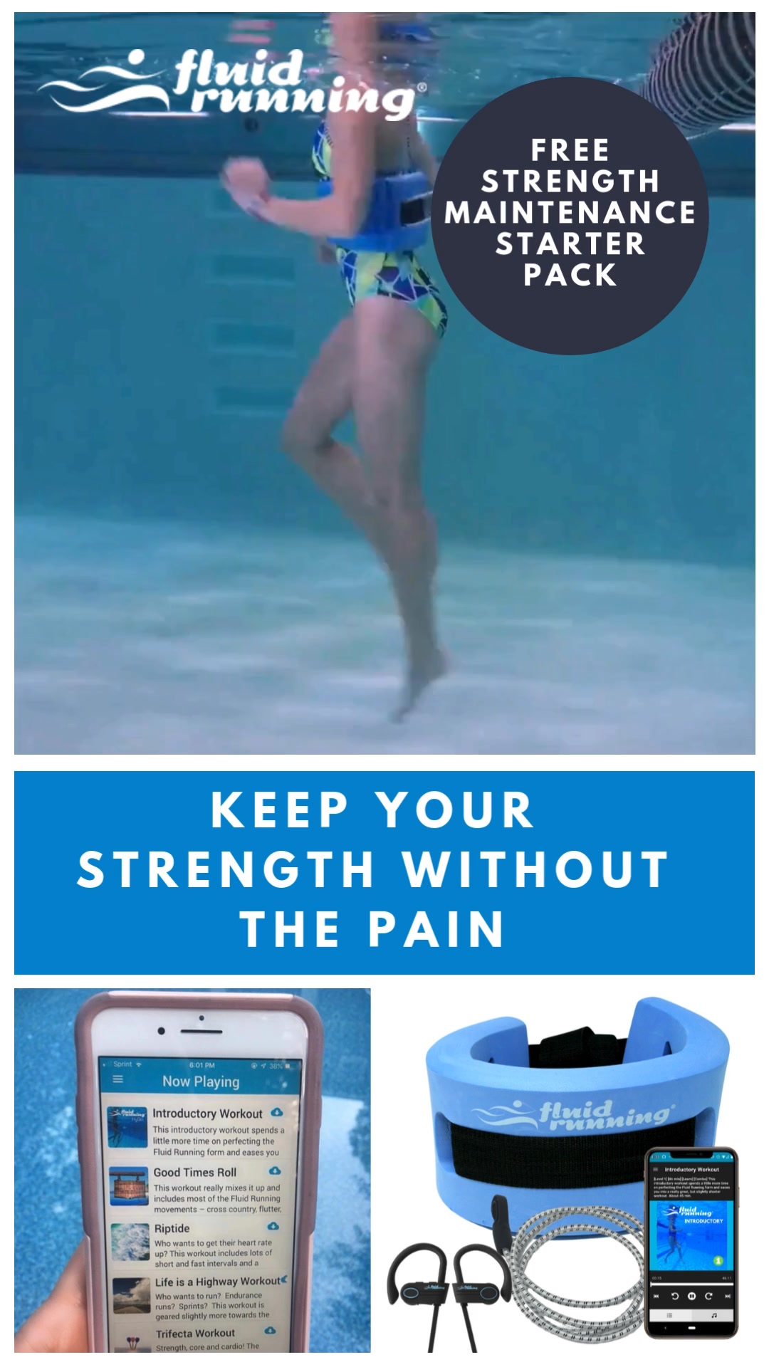 Fluid Running Facebook ad: Free Strength Maintenance Starter Pack
