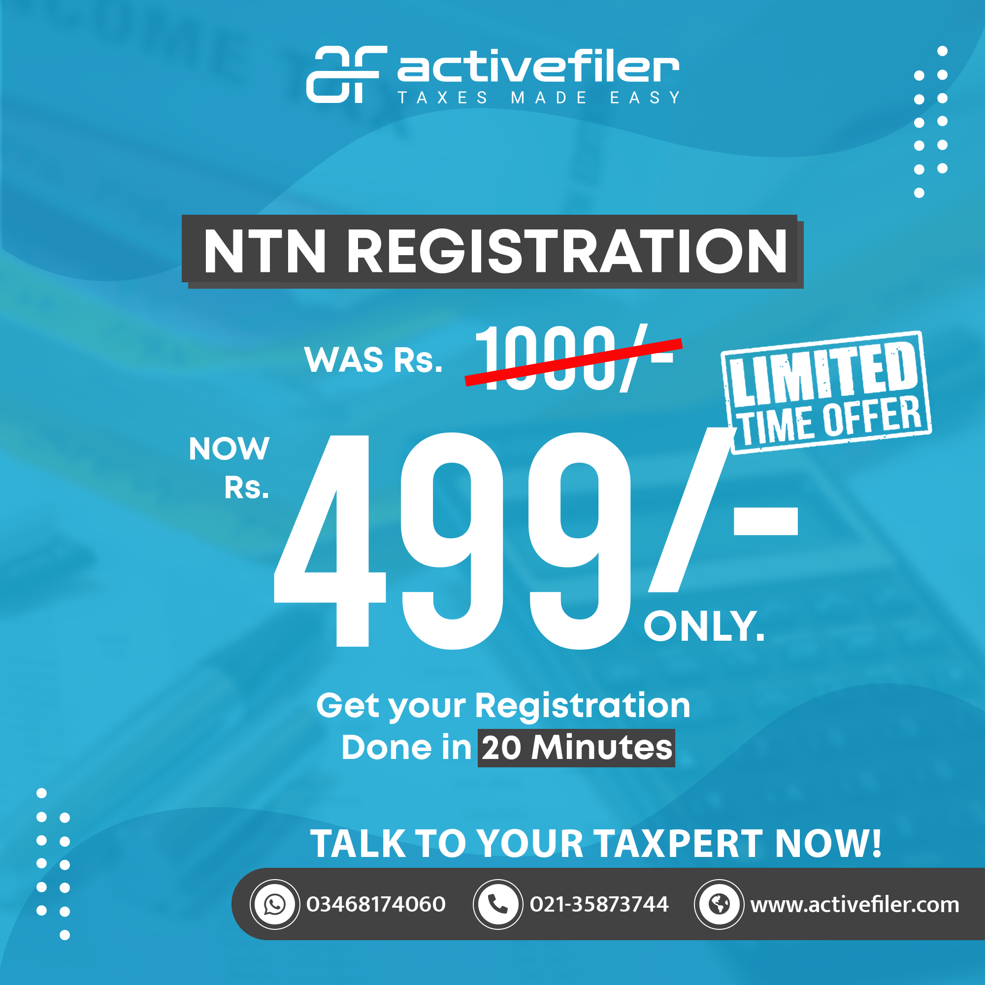 Active Filer Facebook ad: Register Your NTN Within 20 minutes