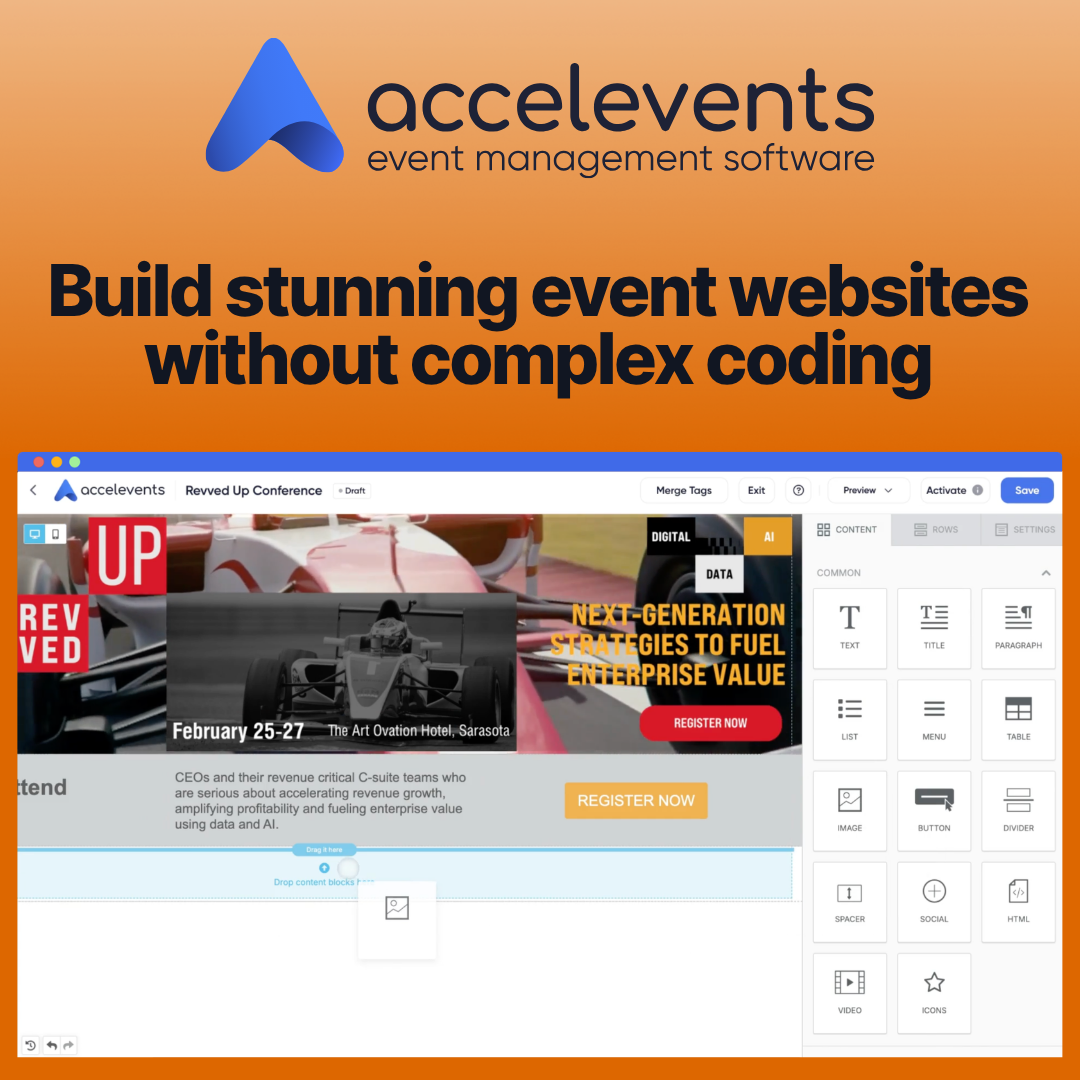 Accelevents Facebook ad: No Coding Required