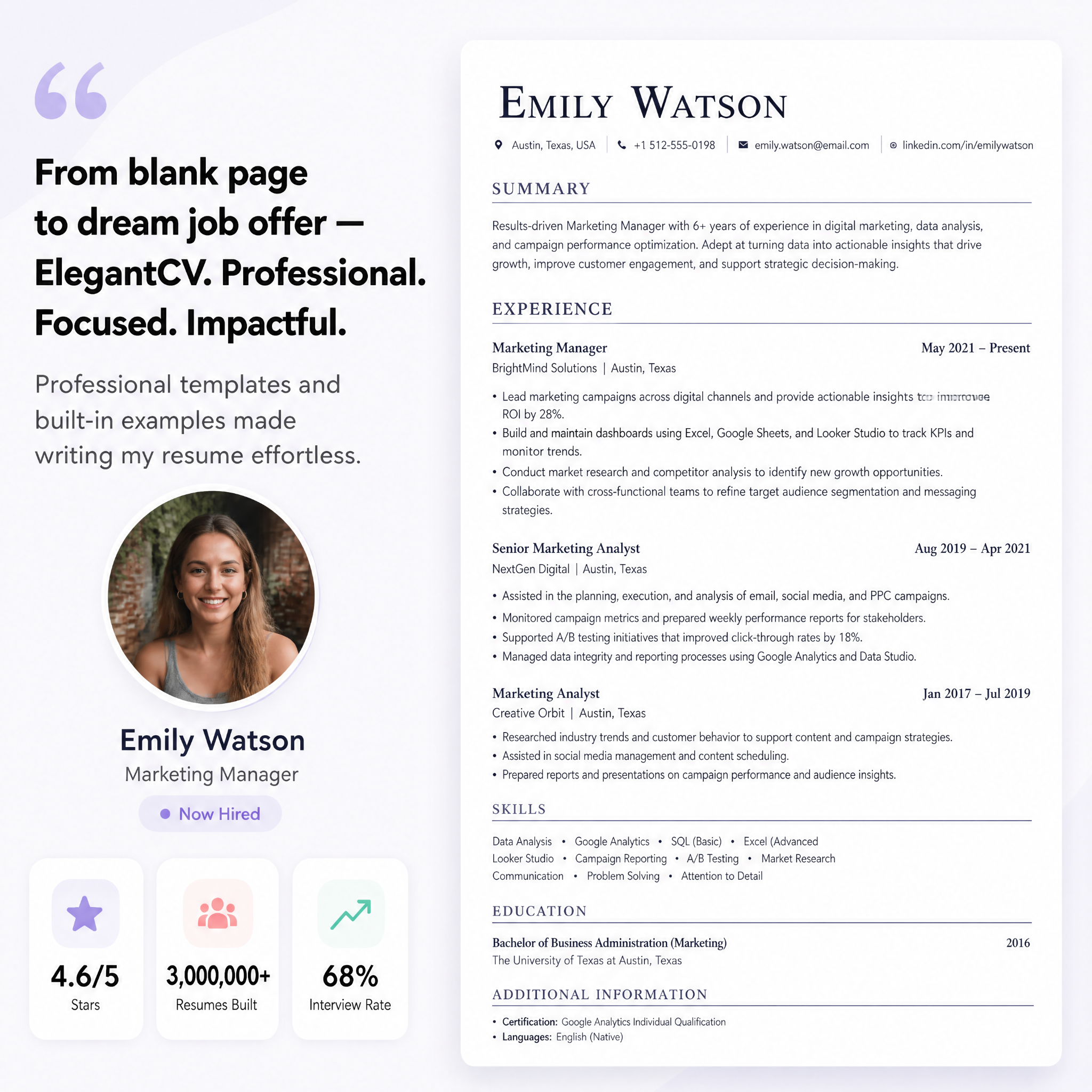 Elegant CV Facebook ad