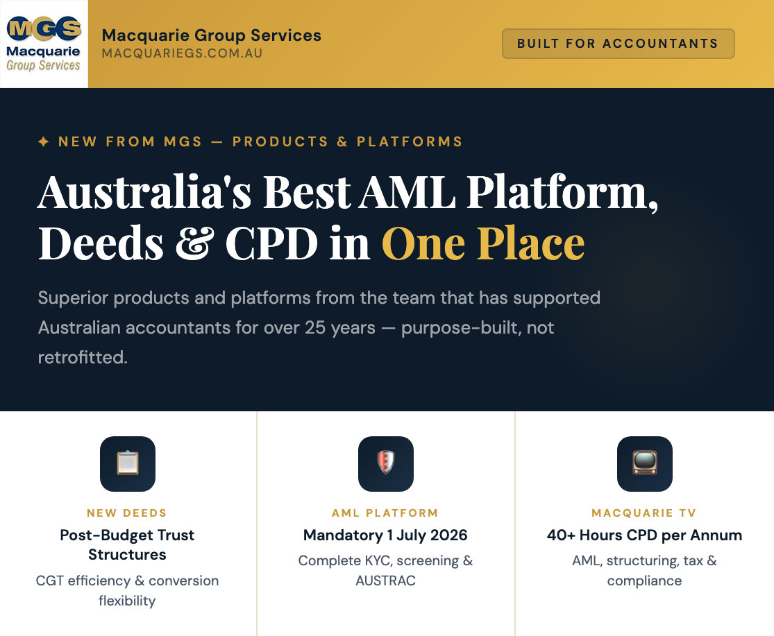 Macquarie Group Services Facebook ad: Australia's best AML solution
