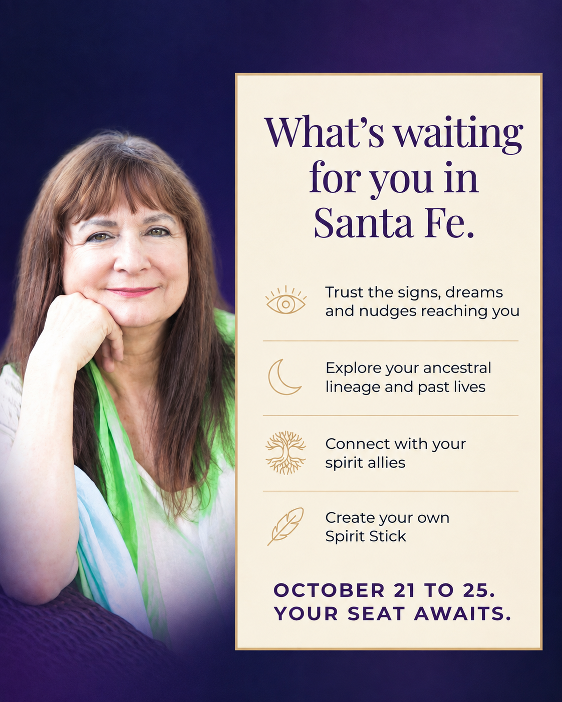 Denise Linn Facebook ad: Will you join us in Santa Fe?