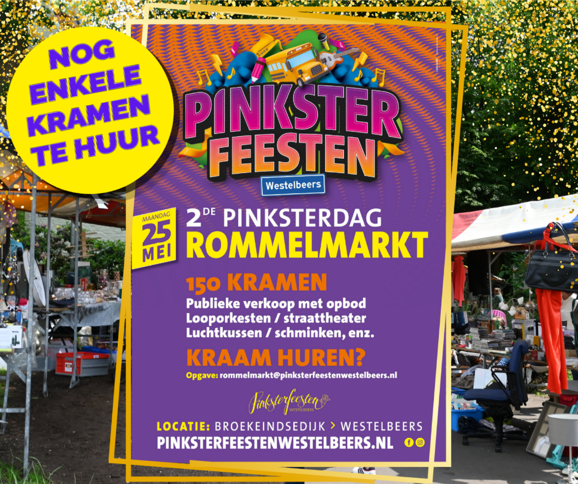 Pinksterfeesten Westelbeers Facebook ad: HUUR NU JE KRAAM!