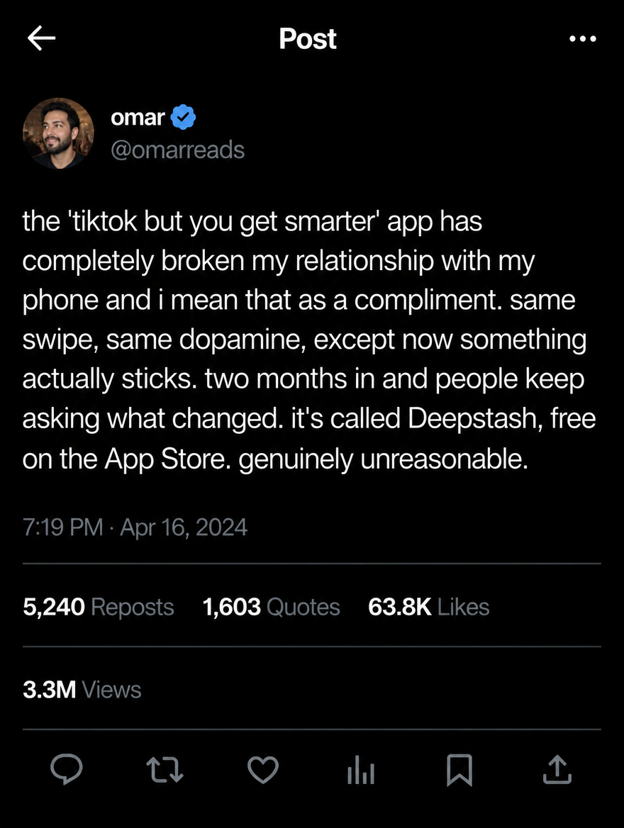 Deepstash Facebook ad