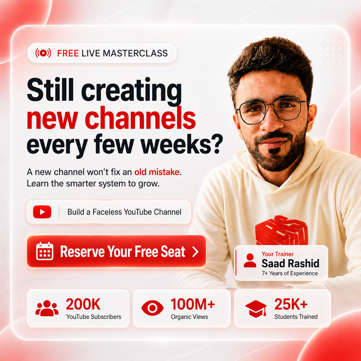 Saad Rashid Facebook ad: Build Your Faceless YouTube Channel