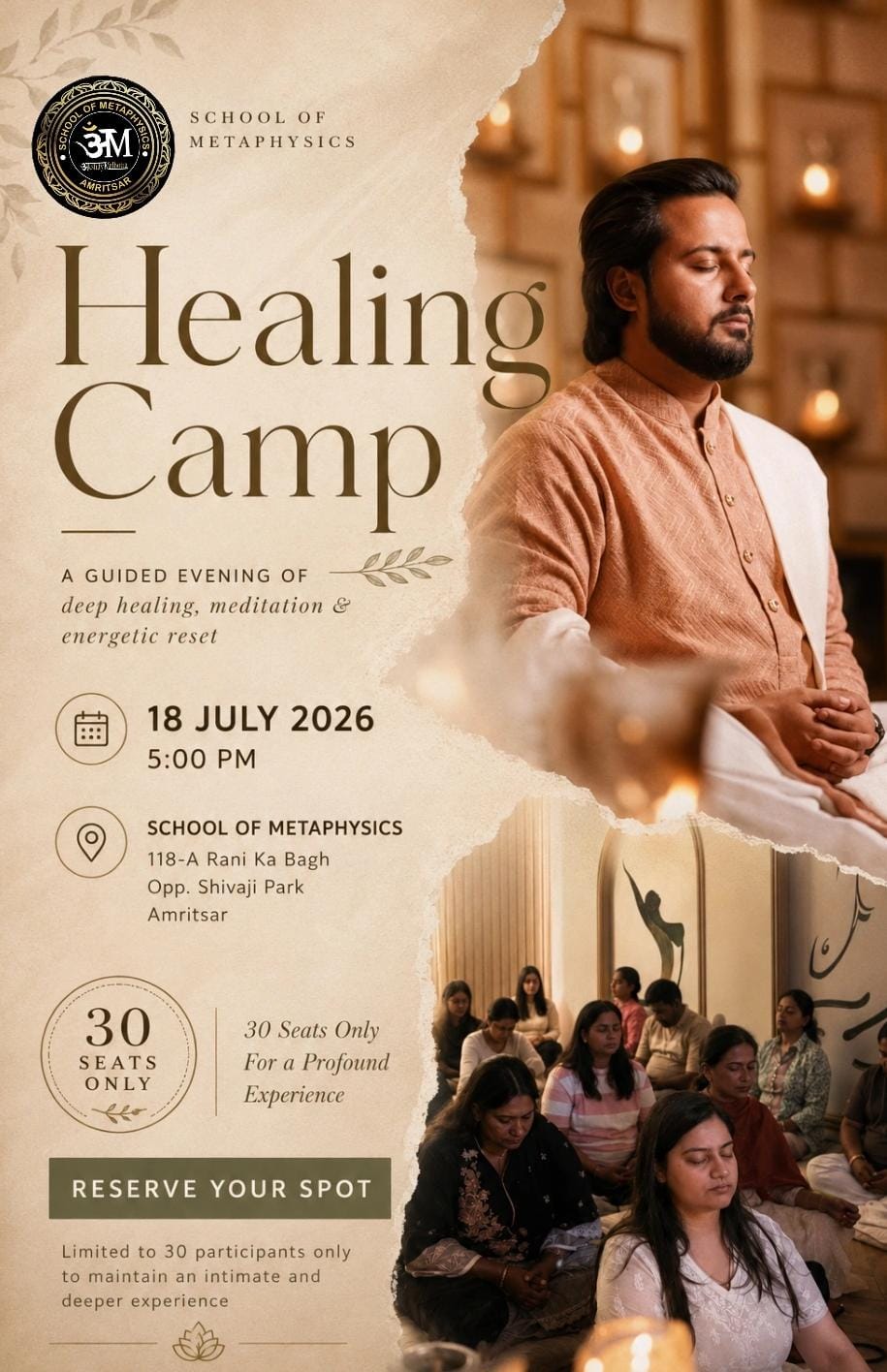 School of Metaphysics Facebook ad: Experience Energy Healing for Just ₹499